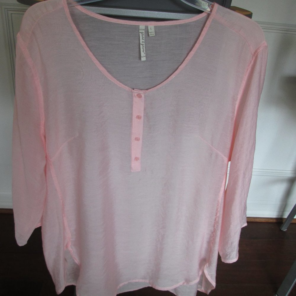 NWOT - Sheer Pink Blouse - Sz Lg.